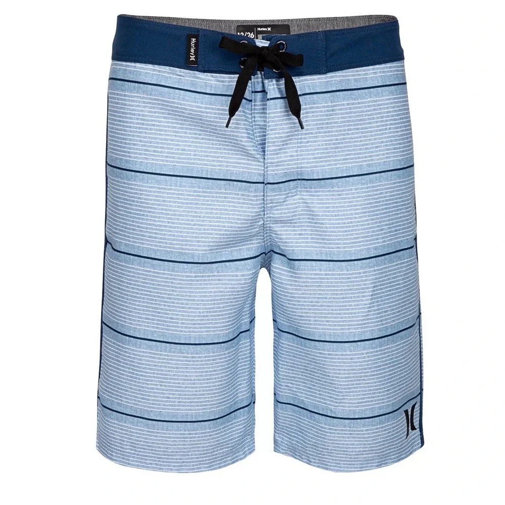 Hurley Shoreline Boys 20 Blue Stripe Board Shorts Swim Trunks Surf Beach
